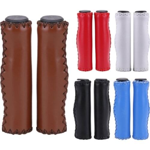 2 Pcs Hand-stitched Vintage Bicycle Handlebar Cover Anti-Slip Cycling Bike Grips