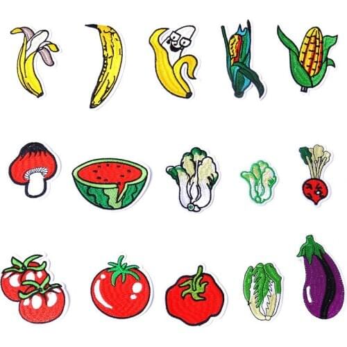 300pcs/lot Embroidery Patches Clothing Decoration Accessories Fruit Vegetable Corn WatermelonDiy Iron Heat Transfer Applique