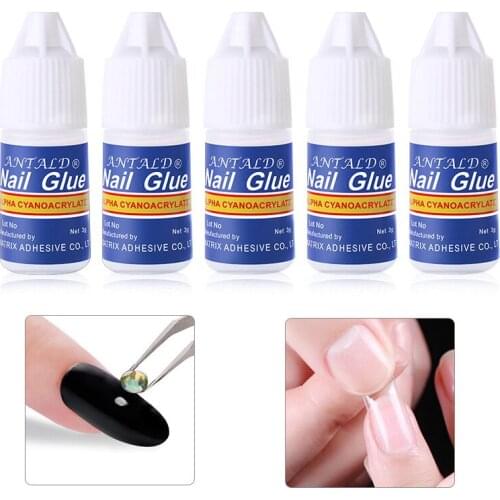 5Pcs/Lot Nail Glue For False Nails Tips Extend Rhinestone Decorations Strong Hold Viscosity Quick Dry No Whitening Manicure Tool