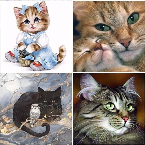 5D Diamond Painting Embroidery Llovely Cat kitten Resin Full Square Drill Home Decoration Full Round Cartoon Animal Cross Stitch