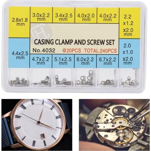 240pcs Watch Casing Clamp Movement Adapter Securing Screw Washer Accessory for ETA 2824 2834 2826 2836 Watchmaker Watch Repair