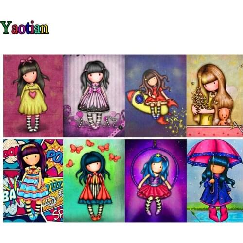 DIY Diamond Painting Cartoon cute girl Diamond Embroidery full square Drill Rhinestone Mosaic Picture Home Decor Children gift