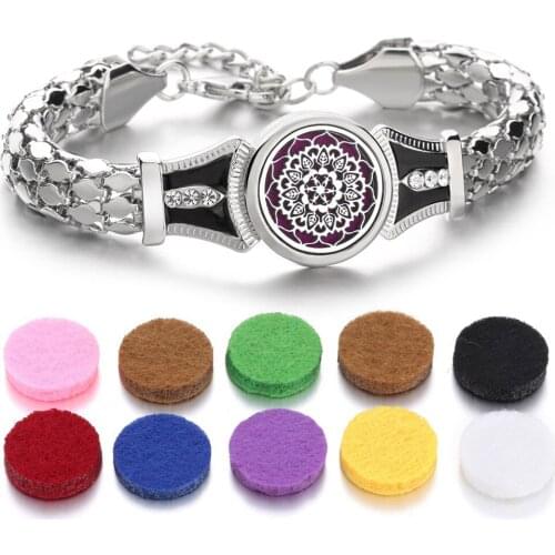 Aromatherapy Jewelry Essential Oil Diffuser Locket Bracelet Adjustable Chain Flower Aroma Perfume Diffuser Bracelet Dropshipping