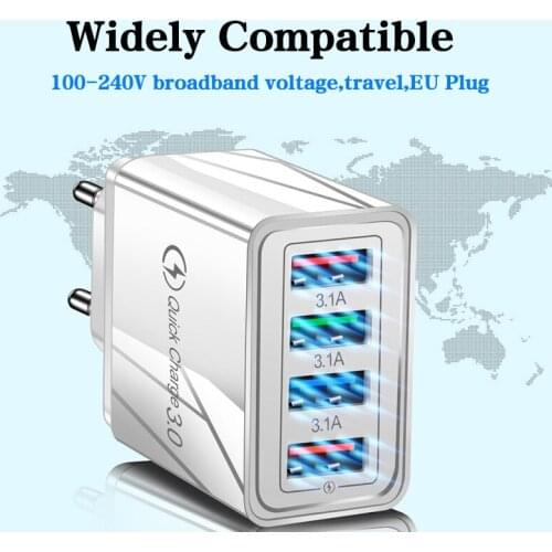 Quick charge 3.0 Charger 4USB Car Charger Socket For Iphone 11 12 Pro Max Mini 13 8 X XS for Huawei Phone Adapter Fast Charging