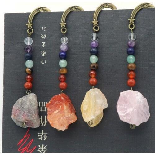 Chakela Crystal raw stone bookmark seven chakras crystal stone creative bookmark 1Pcs
