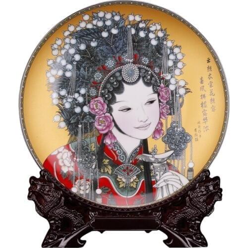 Qing Dynasty Qianlong Drunkened Concubine Ceramic Plate folk collection home furnishings, ornaments porcelain plate antiques