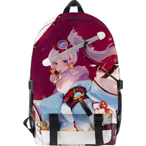 Genshin Impact Kamisato Ayaka Cosply Backpack For Girls Primary Middle School Students Boys Schoolbag Women Oxford Backpack