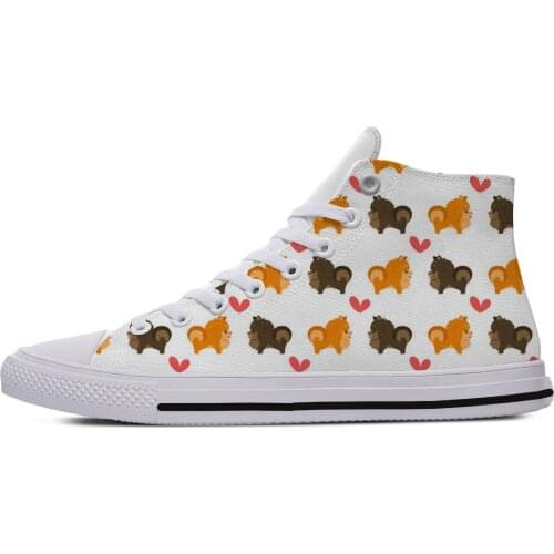 Pomeranian Animal Pets dog Cut kawaii Harajuku Lightweight High Top Canvas Shoes Men Women Casual Breathable Sneakers