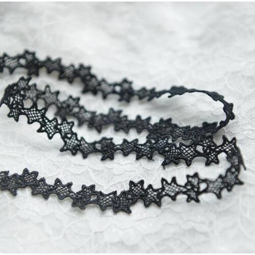 10 Meters Diy Handmade Exquisite Polyester Embroidered Lace Ribbon White Black Color Star Pattern Lace Trim 1.5cm Width