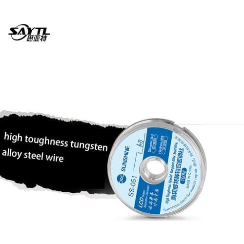 Sunshine SS-051 LCD Screen Separation Wire Ultrafine 0.03MM Cutting Steel Wirehigh toughness spacial tungsten alloy steel wire