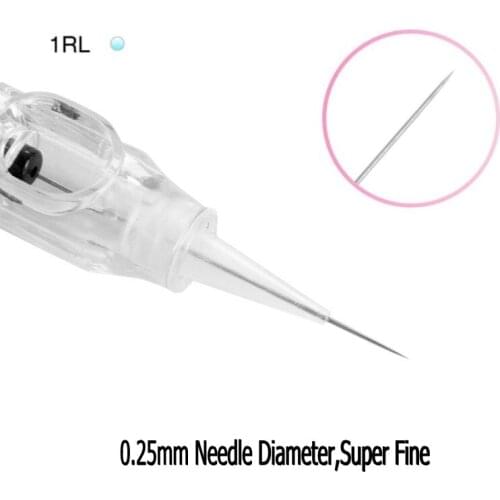 Royun 0.25mm Super Fine Thin 10Pcs/Lot 1R Semi Pmu Permanent Makeup Tattoo Replacement Cartridge Needle Fit For Nouveau Machine