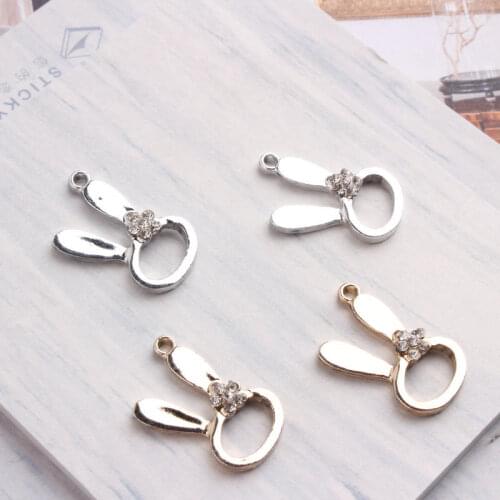 MRHUANG 10pcs/lot 19*11mm Rabbit Gold-Color Silver-Color Charms Pendant Fashion Jewelry Accessories for DIY Craft