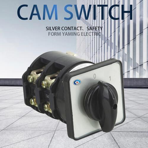 LW26-160/2 Cam Switch ON-OFF DIY Rotary Changeover Interruptor 2 Poles 8 Terminals 2 Positions 0-1 Power Cut Off Silver Contact