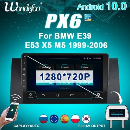 2 din Android 10 car radio PX6 for BMW E39 E53 X5 M5 1999-2006 multimedia car stereo auto audio screen navigation GPS bluetooth