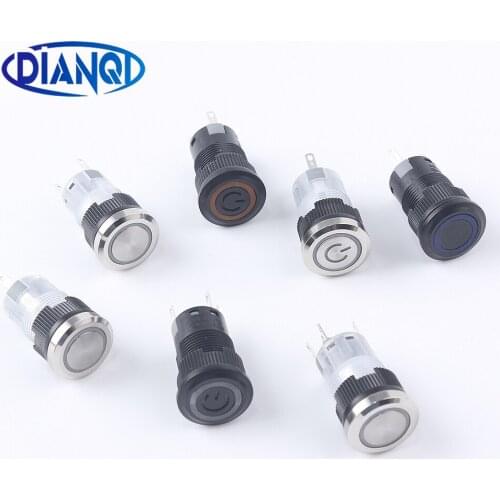 16mm Metal Push Button Switch Latching On-Off Self-Reset Button Switches Black Plastic For PC power button 6v 12v 220v Red Green