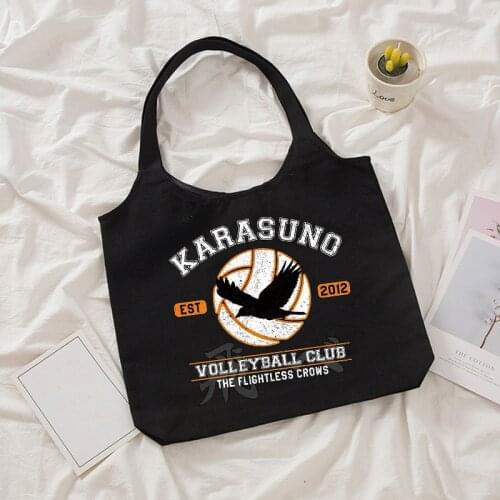Fashion Anime Haikyuu Shopping Bag Eco Manga Tote Harajuku Shopper Bag Women Canvas Shoulder Bag Large-capacity Large-capacity