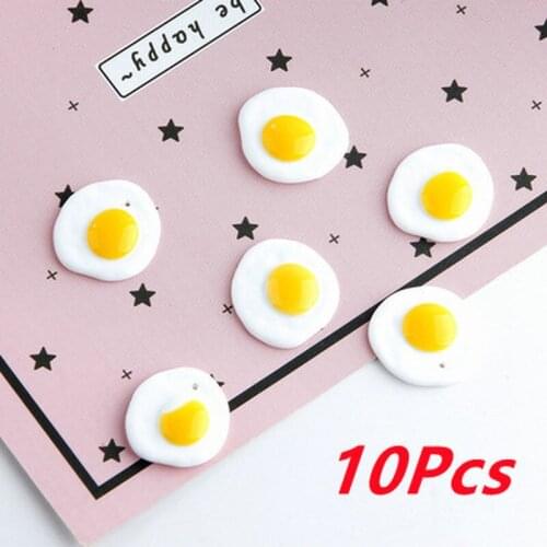 10pcs Irregular Geometrical Fried Eggs Earring Charms Cute Foof Bracelet Keychain Small Pendant Jewelry Make Accessory