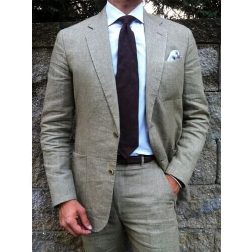 ANNIEBRITNEY Grey 2 Piece Slim Fit Men Business Suit Tailor Made Groom Wedding Tuxedo 2 Piece Prom Wedding Business Men Suit Set