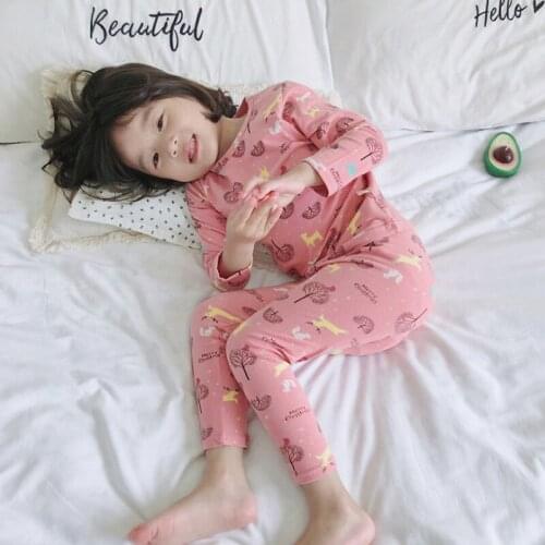 Autumn 2Pcs Children Clothes of Sleepwear Baby Cotton Cartoon Childrens Pajamas Set Childrens Suit Baby Clothes Sets Suit