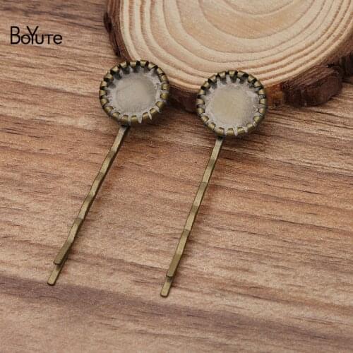 BoYuTe (50 Pieces/Lot) Fit 14MM Cabochon Blank Hairpin Base Factory Supply Vintage Diy Hair Accessories Handmade Materials