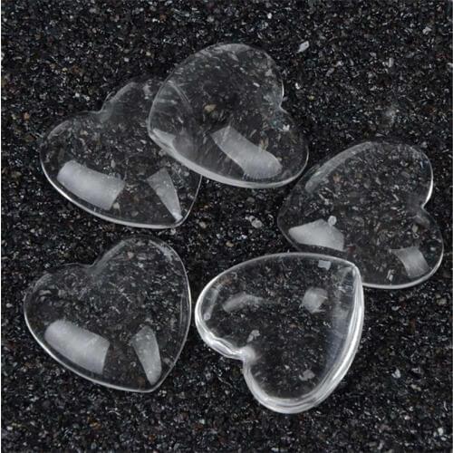 20pcs/lot 20mm Heart Shape Flat Back Clear Glass Cabochons For Making DIY Jewelry