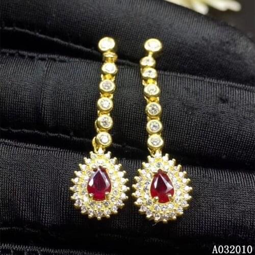 KJJEAXCMY fine jewelry 925 sterling silver inlaid natural ruby earrings fashion girl new eardrop support test