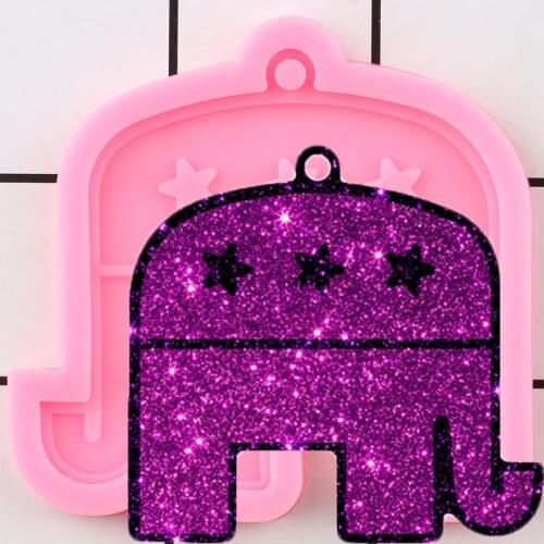 Shiny Elephant Silicone Mold Craft Custom Keychain DIY Handmade Jewelry Molds Polymer Clay Pendant Mould Keychains Moulds