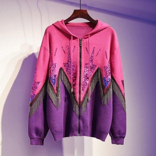 Tracksuit 2 Piece Women Set Sequined Beading Hoodies +Pants Sports Suit Autumn Winter Sweatshirt Sportswear Suits