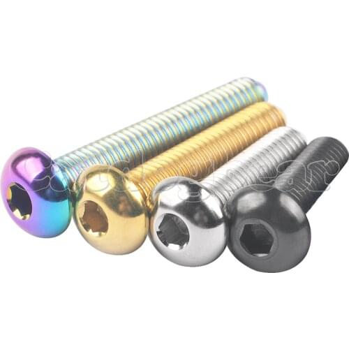 Catdogbear Titanium Ti Bolt M3x8 10 15mm Button Allen Key Half Round Head Screws for Bicycle Parts 1 Pcs