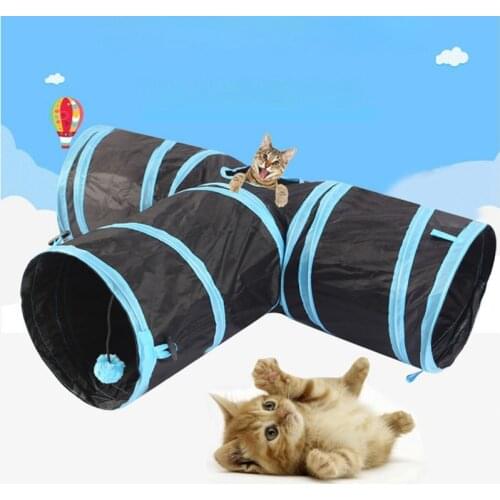 Cat Tunnel Toy Funny Pet 3 Holes Play Tubes Balls Collapsible Crinkle Kitten Toys Puppy Ferrets Rabbit Play Dog Channel Tubes