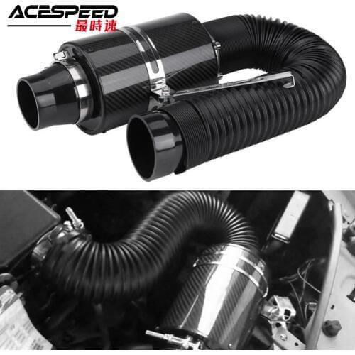 Universal Car Carbon Air Filter Air Fibre Intake System Cold Feed Induction Kit Intake Pipe