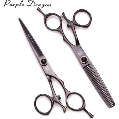 Rotated Thumb Hairdressing Scissors Purple Dragon 6" Japan 440C Hair Cutting Scissors Thinning Shears 9019# Gold Barber Scissors