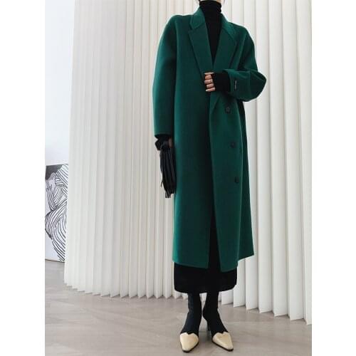 High-end custom single-breasted mid-length double-sided cashmere coat woolen coat female Korean version 21 new