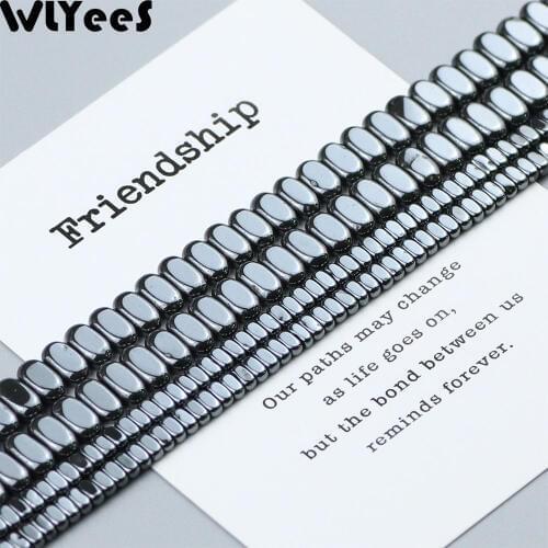 WLYeeS Geometry Beads Rectangle Hematite beads Natural Stone Cuboid Spacer Loose Beads for Jewelry Bracelet Necklace Making DIY