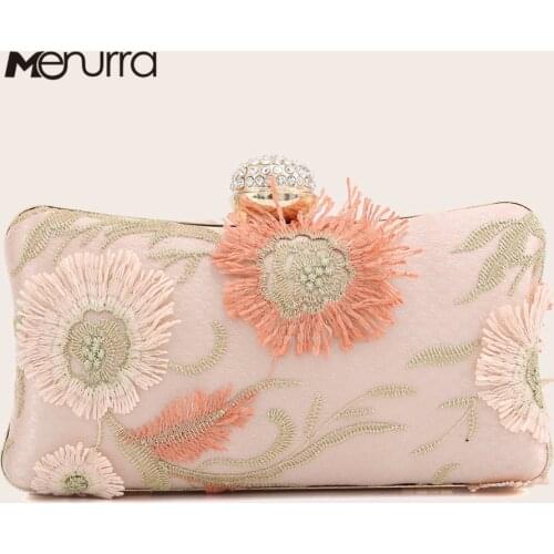 Women Evening Bag Ladies Flower Wedding Clutches Sunflower Diamond clasp Party Luxury Clutch Purse Chain Crossbody Bags