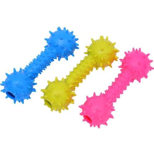 Pet Chew Toy Rubber Dumbbell Pet Dog Cat Puppy Sound Polka Dot Squeaky Toy Resistant To Bite Rubber Dumbbell Chewing CN(Origin)