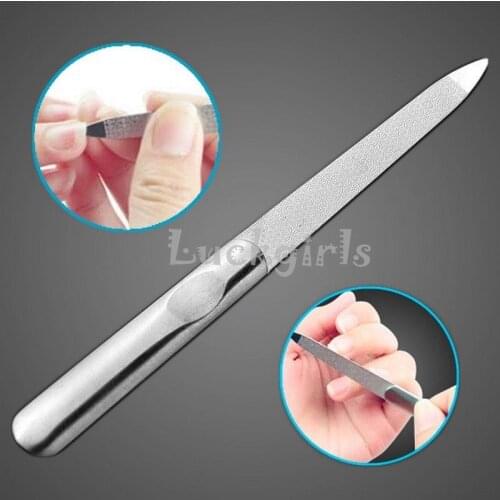 Brainbow 1piece Professional Stainless Steel Nail File Buffer Double Side Grinding Rod Manicure Pedicure Scrub Nail Arts Tools