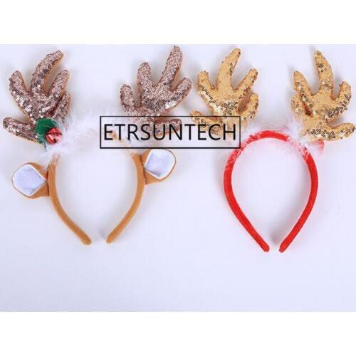 100pcs Christmas Headband Xmas Hair Accessories Reindeer Antlers Headband Christmas Hair Band New Year Headband Santa Snowman