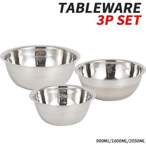 3Pc Stainless Steel Mixing Bowl Set Metal Nesting Bowls Space Saving Storage