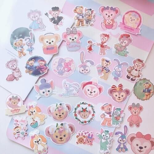36pcs/pack Lovely Japan Cartoon Duffy Friends Stellalou Rabbit Stickers Mobile Phone DIY Stickers Computer Decor