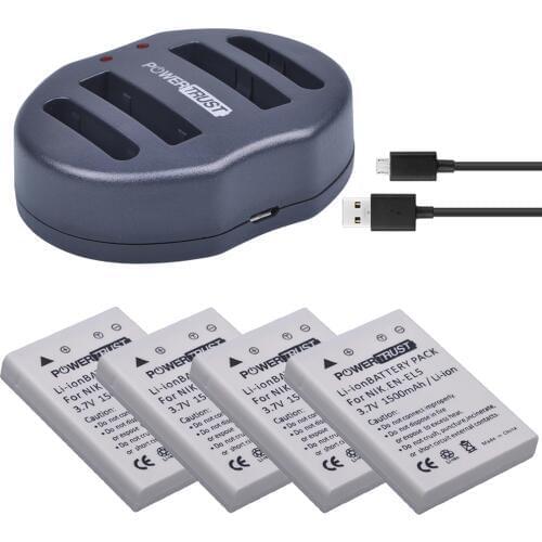 4Pcs EN-EL5 ENEL5 Camera Battery + Dual USB Charger for NIKON Coolpix P530 P520 P510 P100 P500 P5000 P5100 P6000 3700 4200
