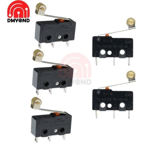 KW11-3Z Micro Switch with Ball KW12-3 Tact Switch 5A 250V Microswitch On-Off Roller Lever Arm Normally Open Close Limit Switch
