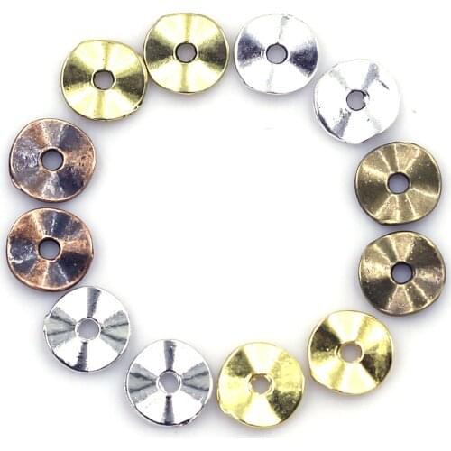 50Pcs Spacer Beads Wave Tortuose Ring Earrings Round Metal Silver Copper Gold Color Charms Jewelry DIY Findings 9mm Dia