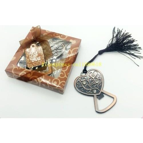 50pcs/lot Fast Shipping Retro Heart-shaped beer bottle opener wedding party gift favors