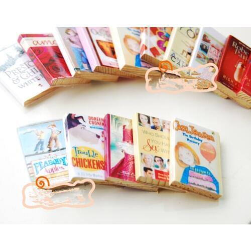 6Pcs 1/12 Colorful Wooden Miniature Study Room Dollhouse Books Classic Pretend Play Furniture Toys Creative Cute Gifts Presents