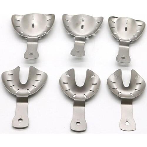 6 Pcs/Set Dental Stainless Steel Jawless Dental Tray Dental Tray With Holes