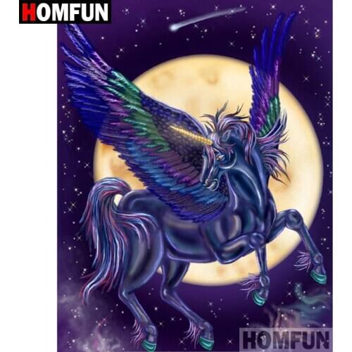 HOMFUN Full Square/Round Drill 5D DIY Diamond Painting "Unicorn Horse" Embroidery Cross Stitch 5D Home Decor A07713