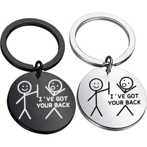 316L Stainless Steel Key Chain Inspirational "I' Ve Got Your Back" Keychains for Boy Friend Dad and Mom Daughter Son Best Gifts