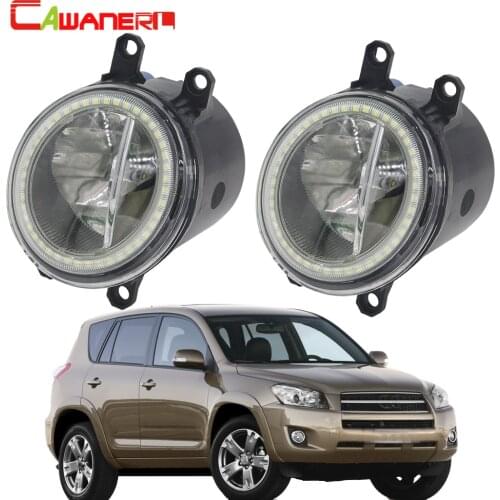 Cawanerl For Toyota RAV4 RAV 4 2006-2012 2016-2018 Car 4000LM LED Lamp Fog Light + Angel Eye Daytime Running Light DRL 12V
