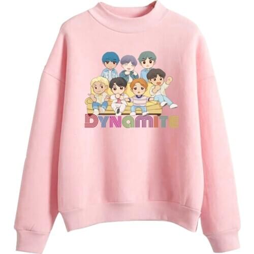 Autumn and winter fleece wear hoody jacket kpop bangtan boys new album Dynamite cute doll image printed sweatshirt top